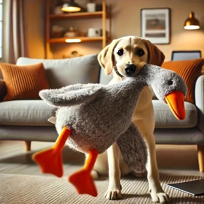 Interactive Squeaky Plush Dog Toy - 50cm Soft Colorful Duck Plush Toy
