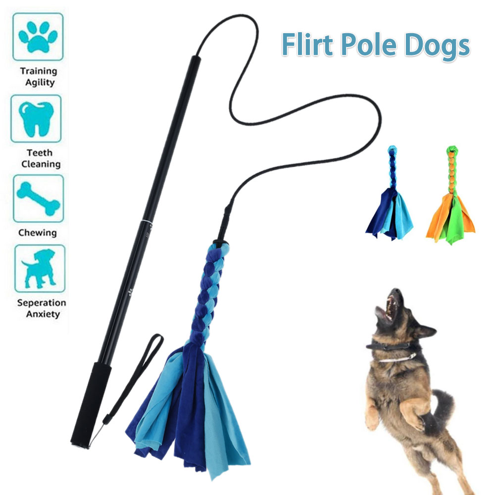 Interactive Squeaky Plush Dog Toy - Dogs Flirt Lure Pole Stick Toys